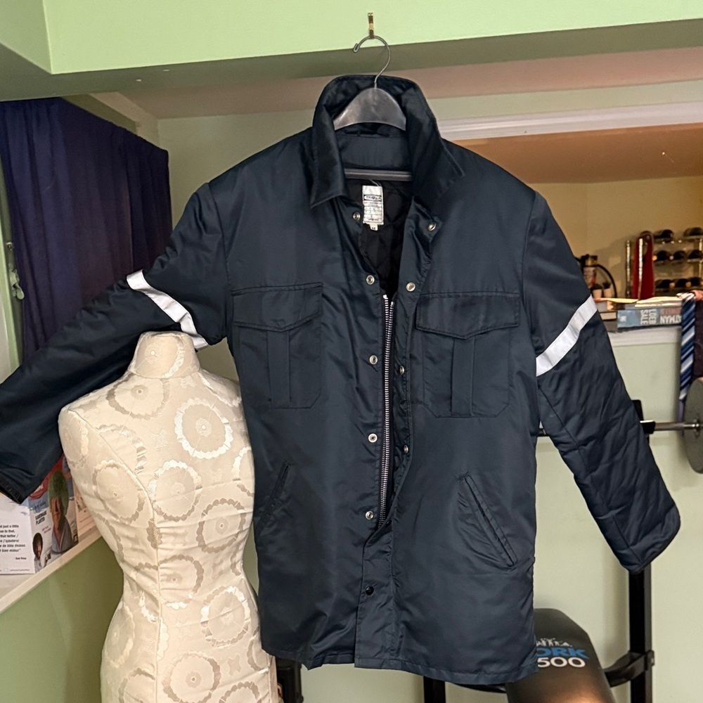 First Responders Men's Dark Blue Jacket with Reflective Stripes, Vintage